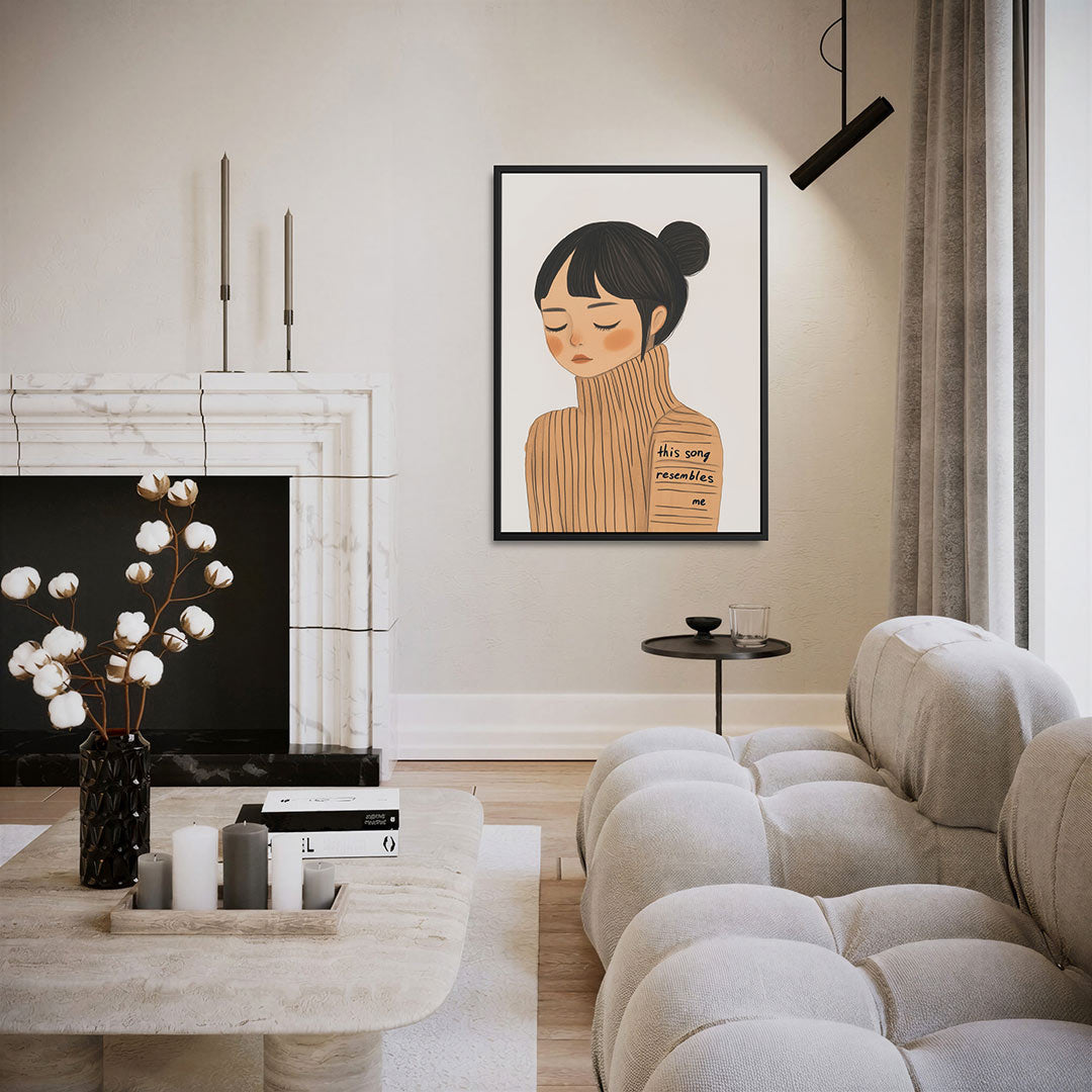 Dromerige portret illustratie – moderne staande wandkunst