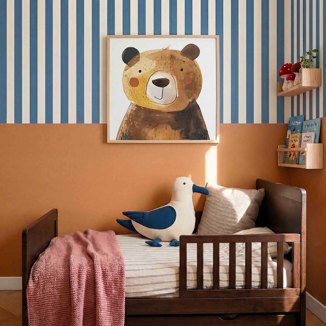 Beer met bruine vacht – kids poster in vierkant formaat