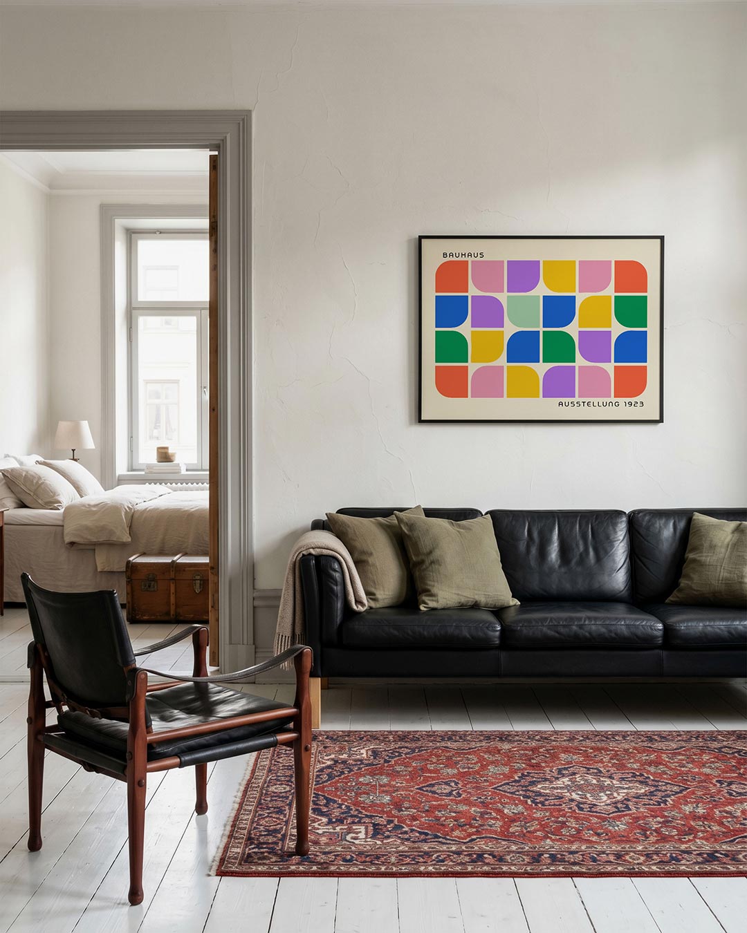 Vormritme en kleur – geometrische Bauhaus poster in liggend formaat