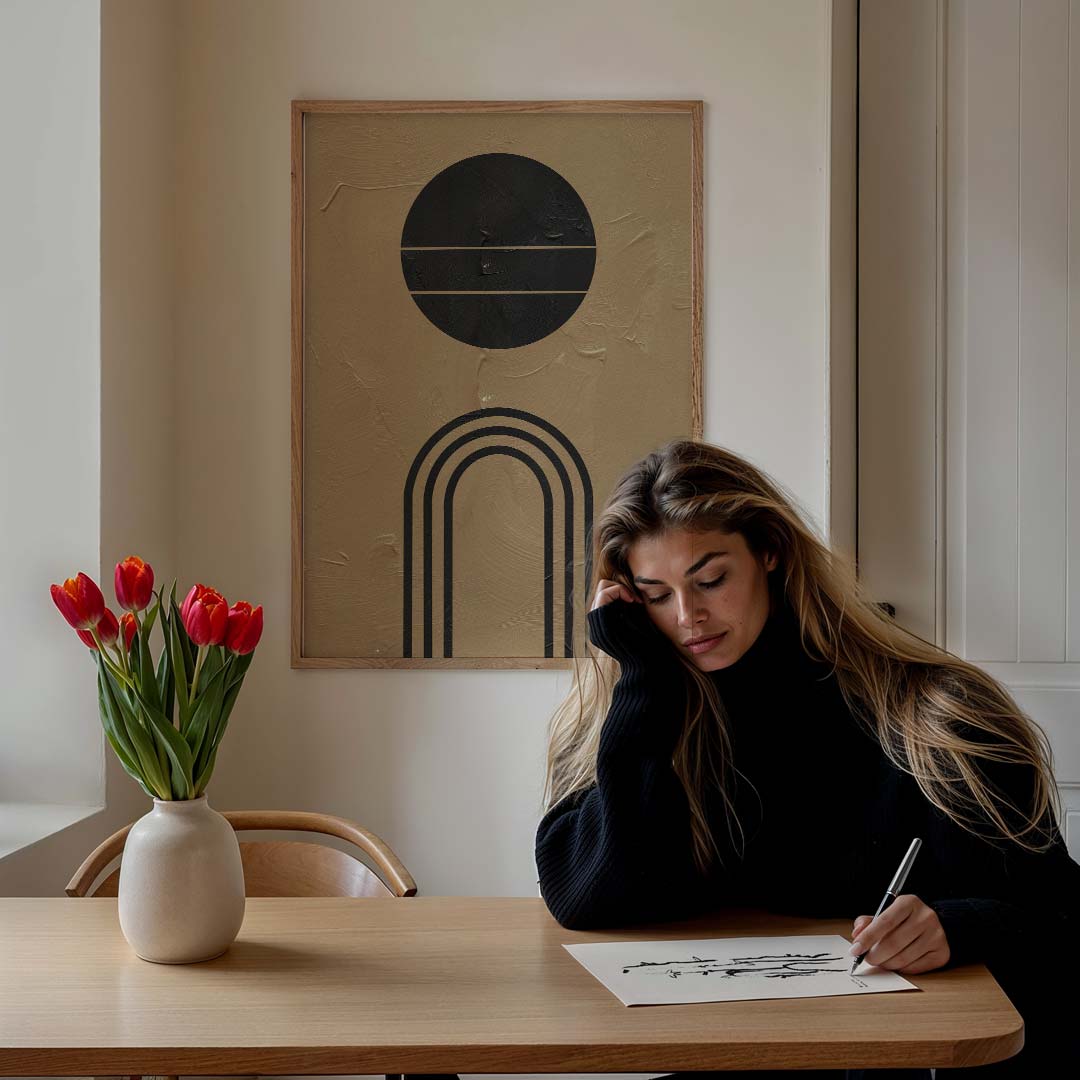 Minimalistische Retro – staande muurposter met abstracte vormen
