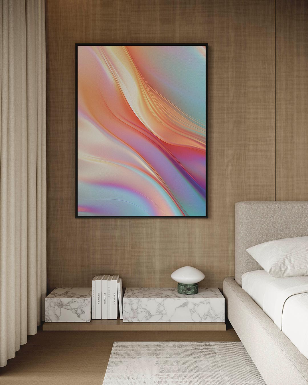 Vloeiende kleuren golf – kunstwerk op canvas, dibond of plexiglas