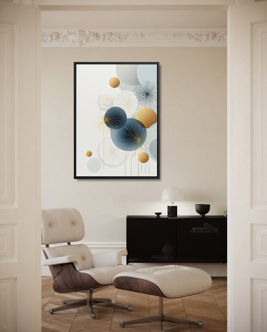 Geometrische cirkelcompositie – staand wanddecoratie kunstwerk