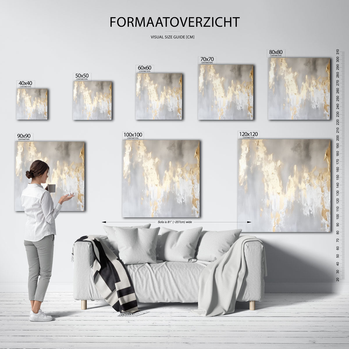 Gouden textuur – vierkante muurposter met abstracte vormen