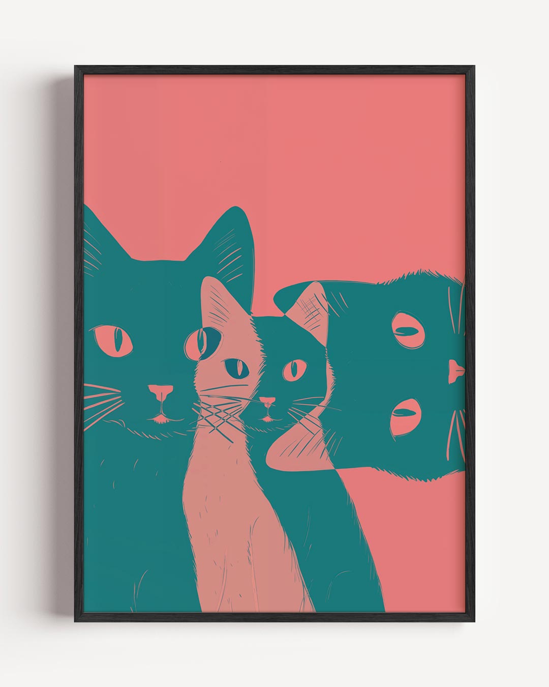Speelse Kattenkunst – dieren portret poster als wanddecoratie