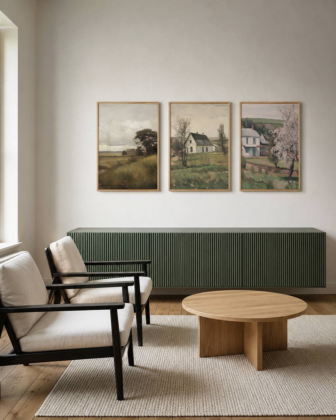 Landschap en rust – een weids landschap met een huisje en een grote boom – weergave 2
