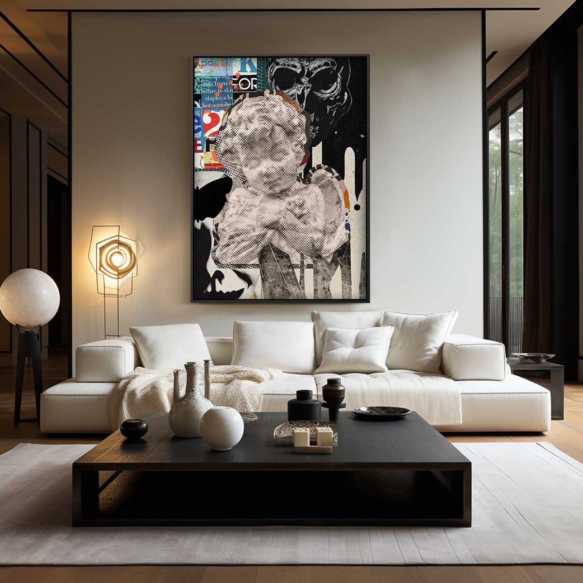 Modern Collage met Antieke Invloeden – staand kunstwerk voor modern interieur