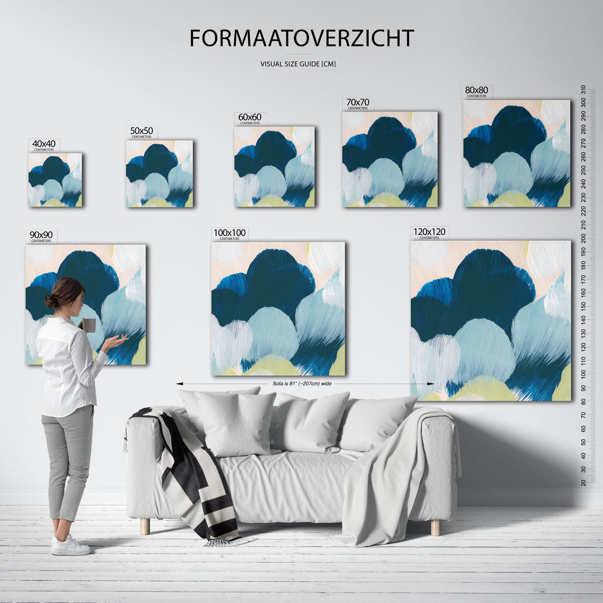 Abstracte wolken – vierkante muurposter met artistieke uitstraling