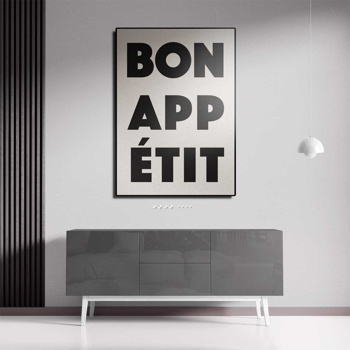 Bon Appétit Typografie Poster – canvas kunstwerk als wanddecoratie