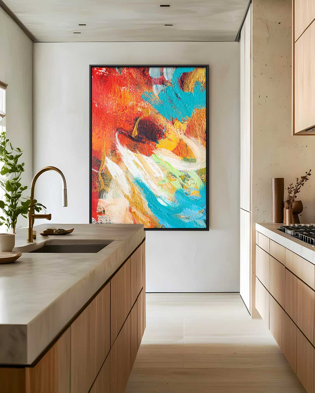 Kleurrijke Expressie – portret kunstwerk als wanddecoratie