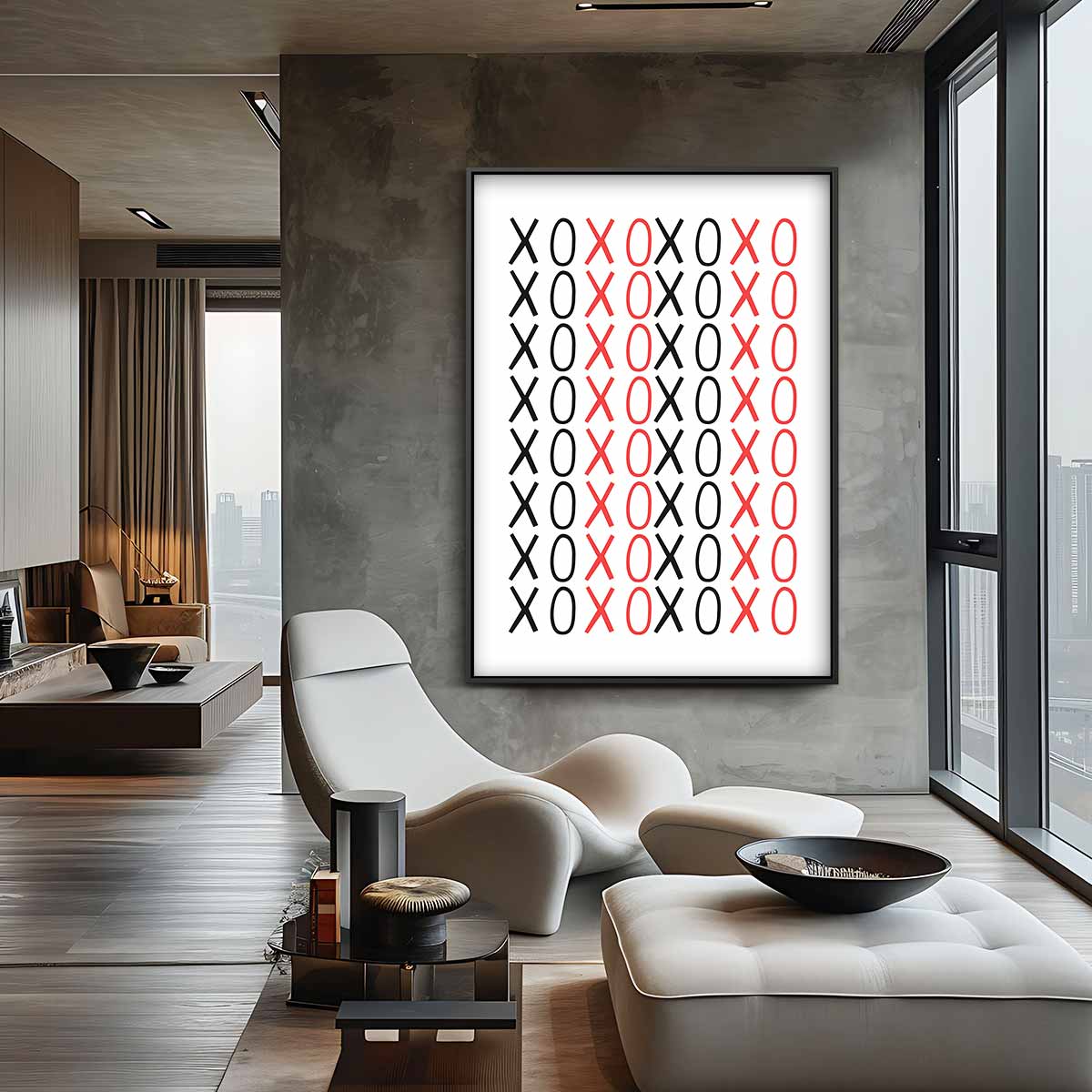 XOXO Moderne Kunstprint – staande wandkunst voor woonkamer of interieur