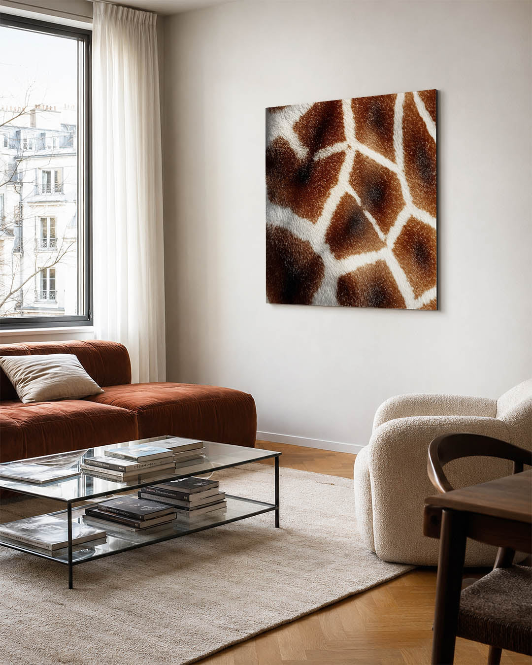 Organische patronen kunstwerk – vierkante wanddecoratie – dit kunstwerk toont een intrigerend patroon van bruine en witte