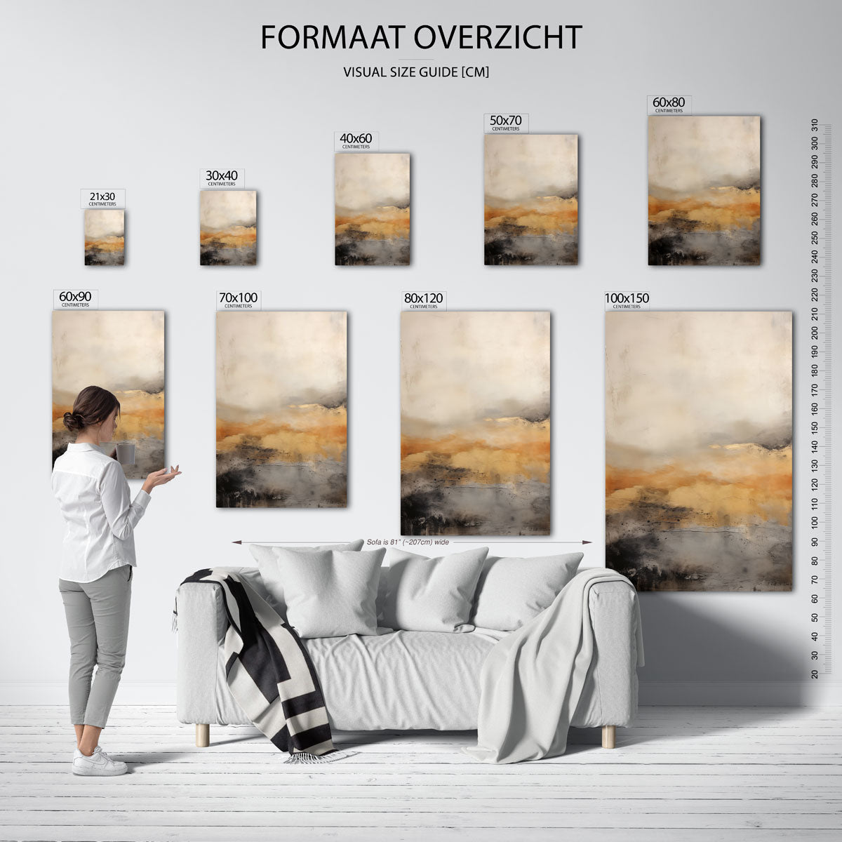 Abstracte landschap – staande muurposter met natuurthema