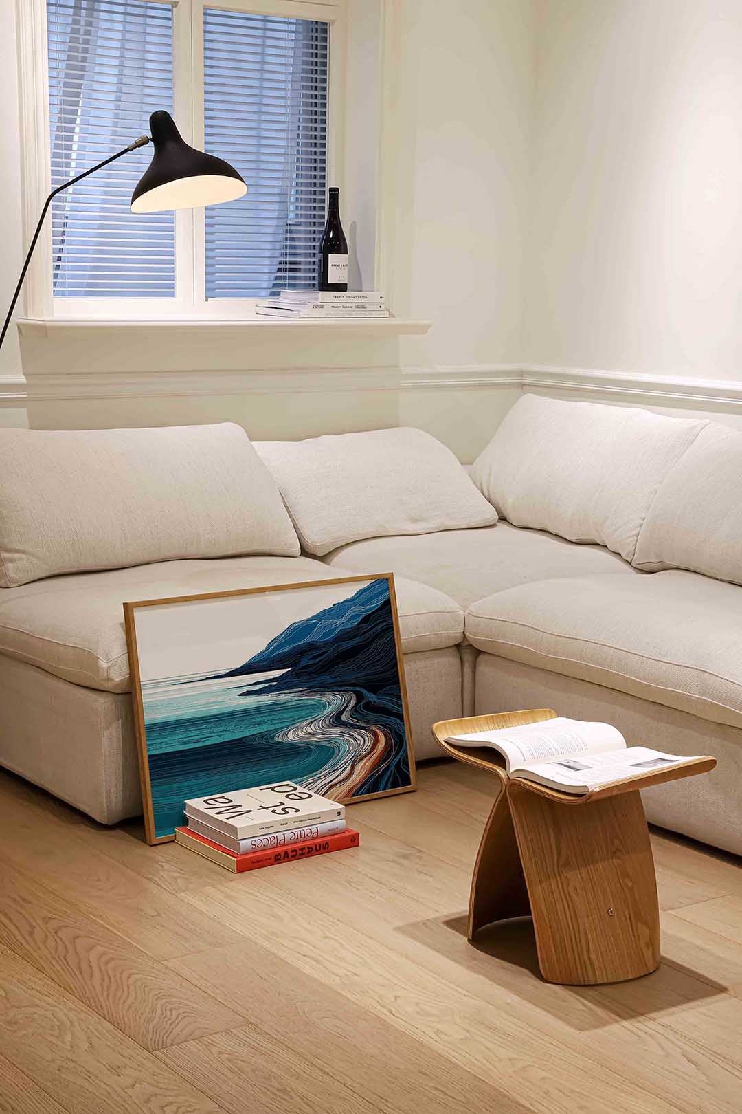 Golvende kustlijn – abstracte wandkunst als landscape poster