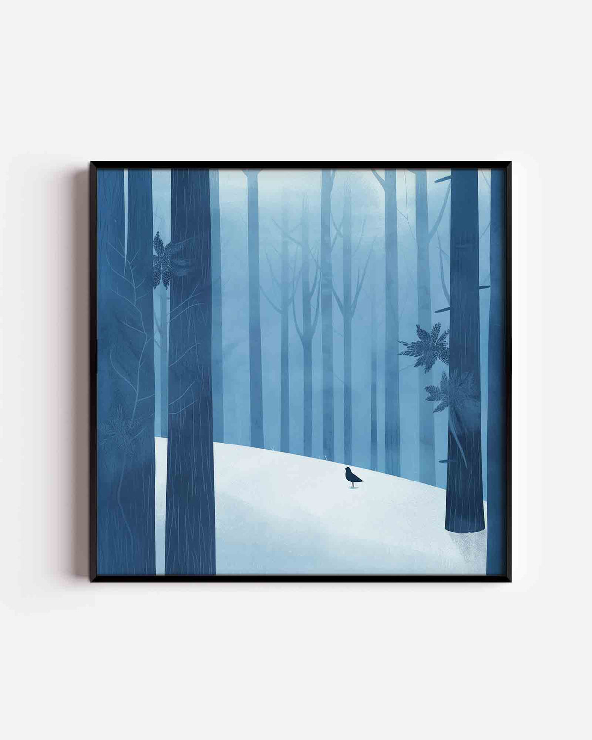 Boslandschap met vogel – vierkante kinderposter als wanddecoratie