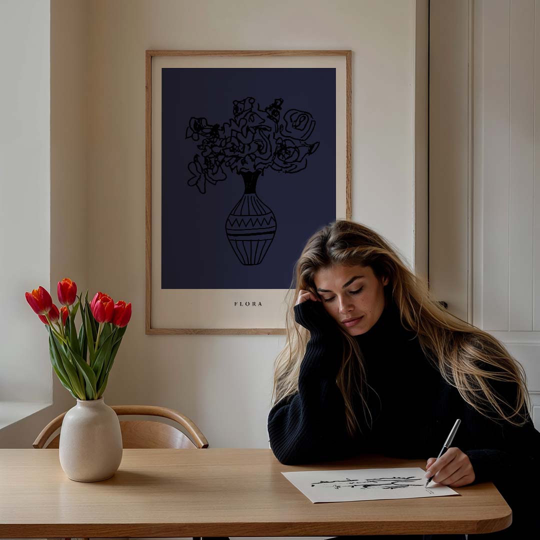 Elegante Flora Vaas – culinaire wandkunst als portret poster