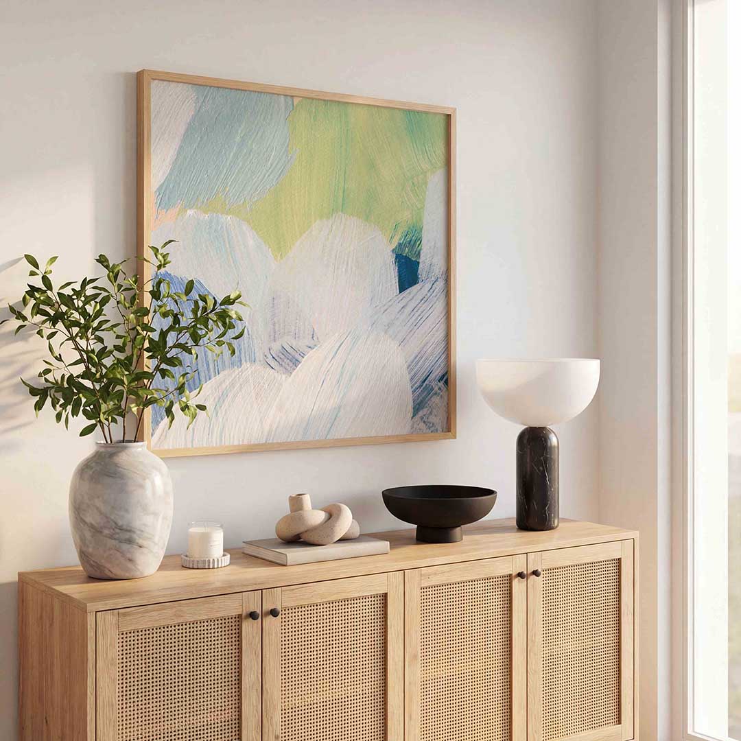 Abstracte penseelstreken – schilderkunst als moderne vierkante poster