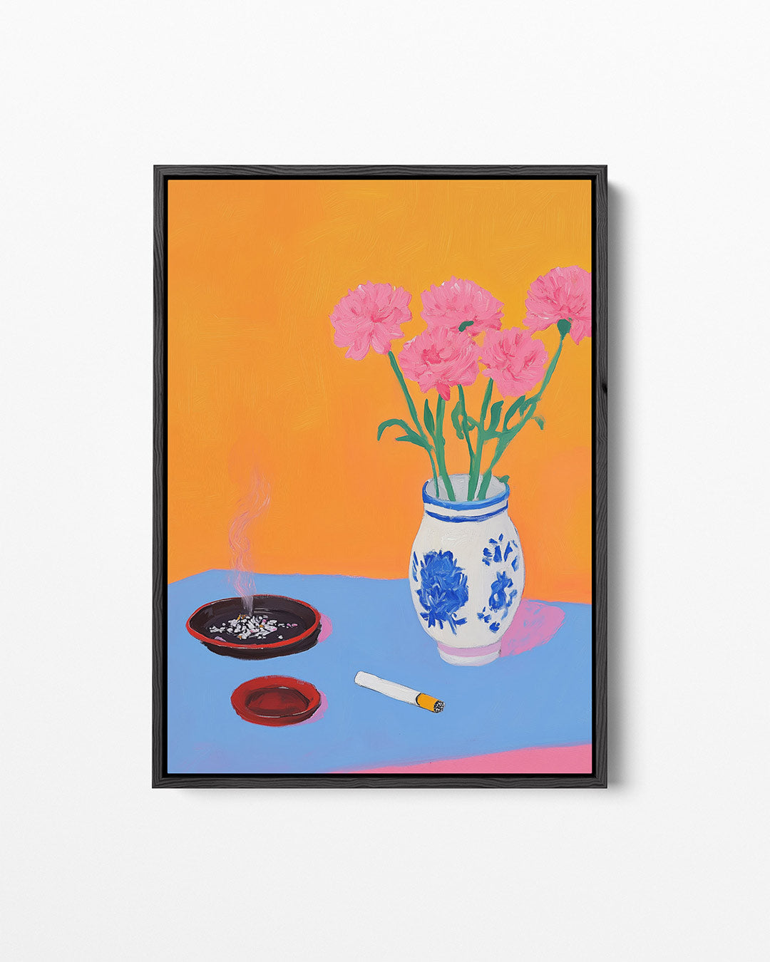 Bloemen en asbak – staand wanddecoratie kunstwerk