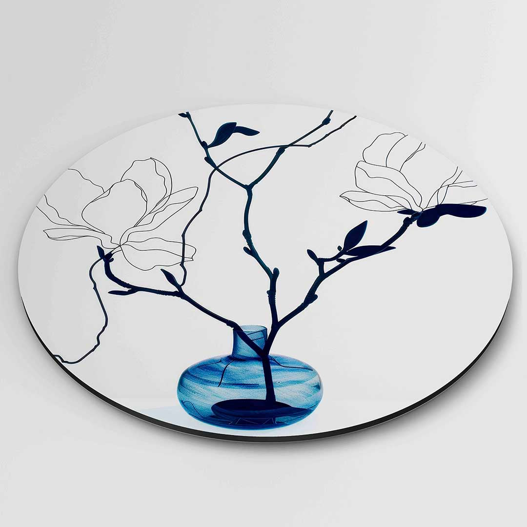 Magnolia takken – ronde textuur wanddecoratie van WallArtistic