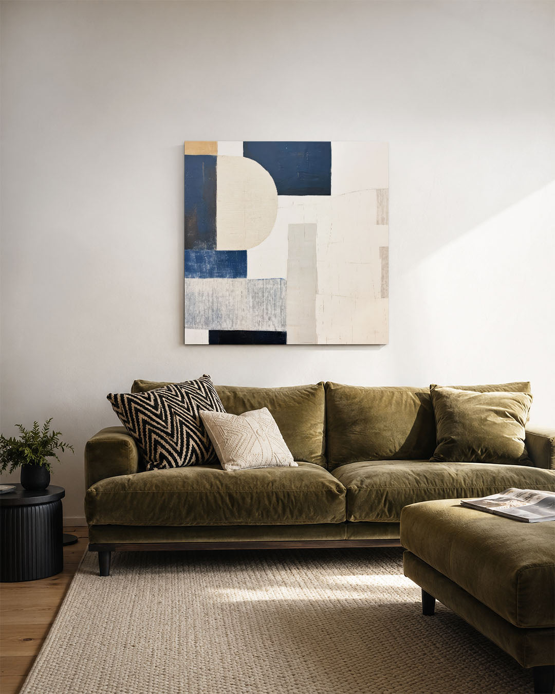 Geometrische vormen compositie kunstwerk – derde productweergave – dit werk toont een harmonieuze compositie van rechthoeken