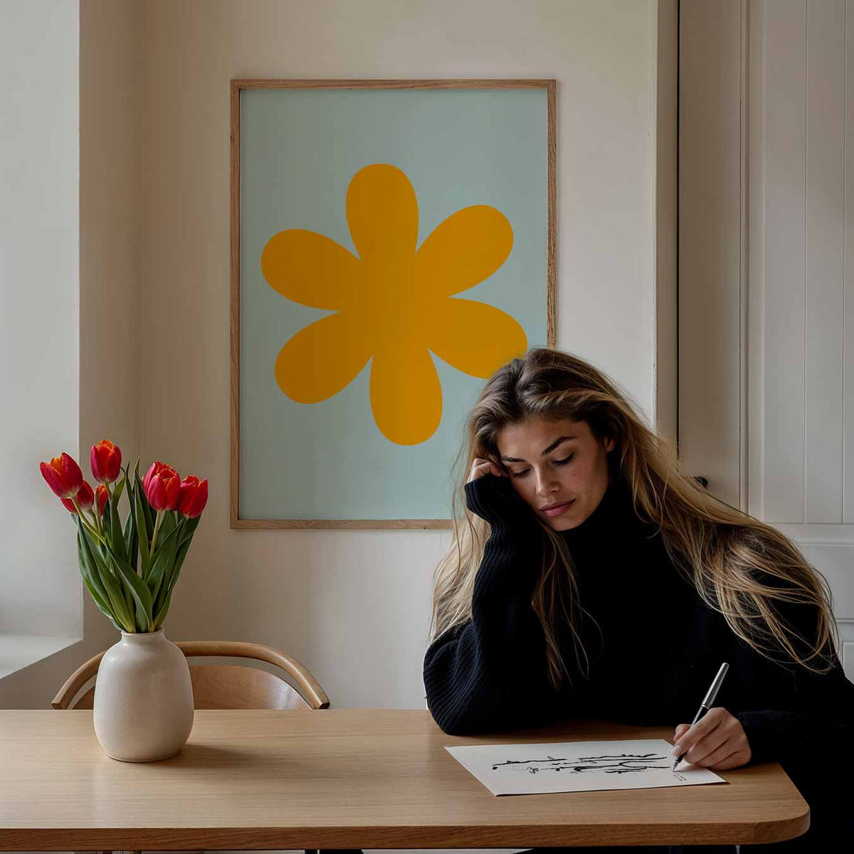 Retro Bloemenposter – bloemen poster als moderne staande wanddecoratie