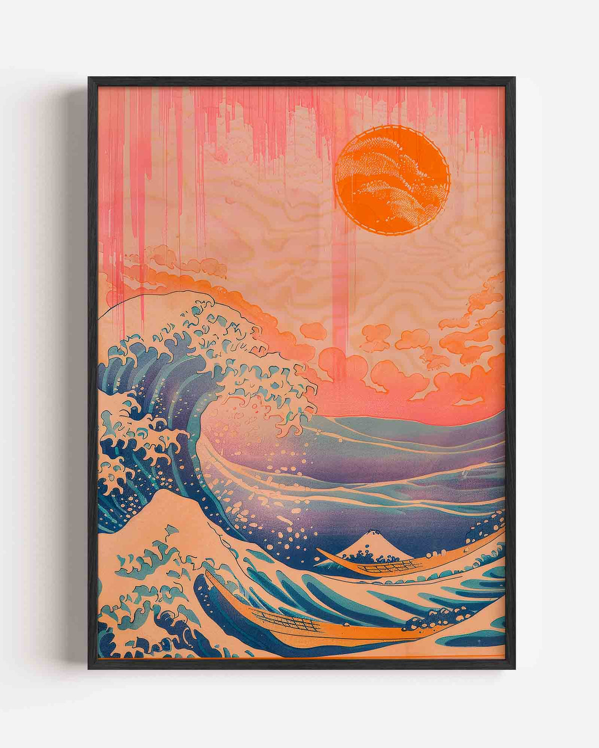 Golven en zon – Kunst & Design poster als staande wanddecoratie