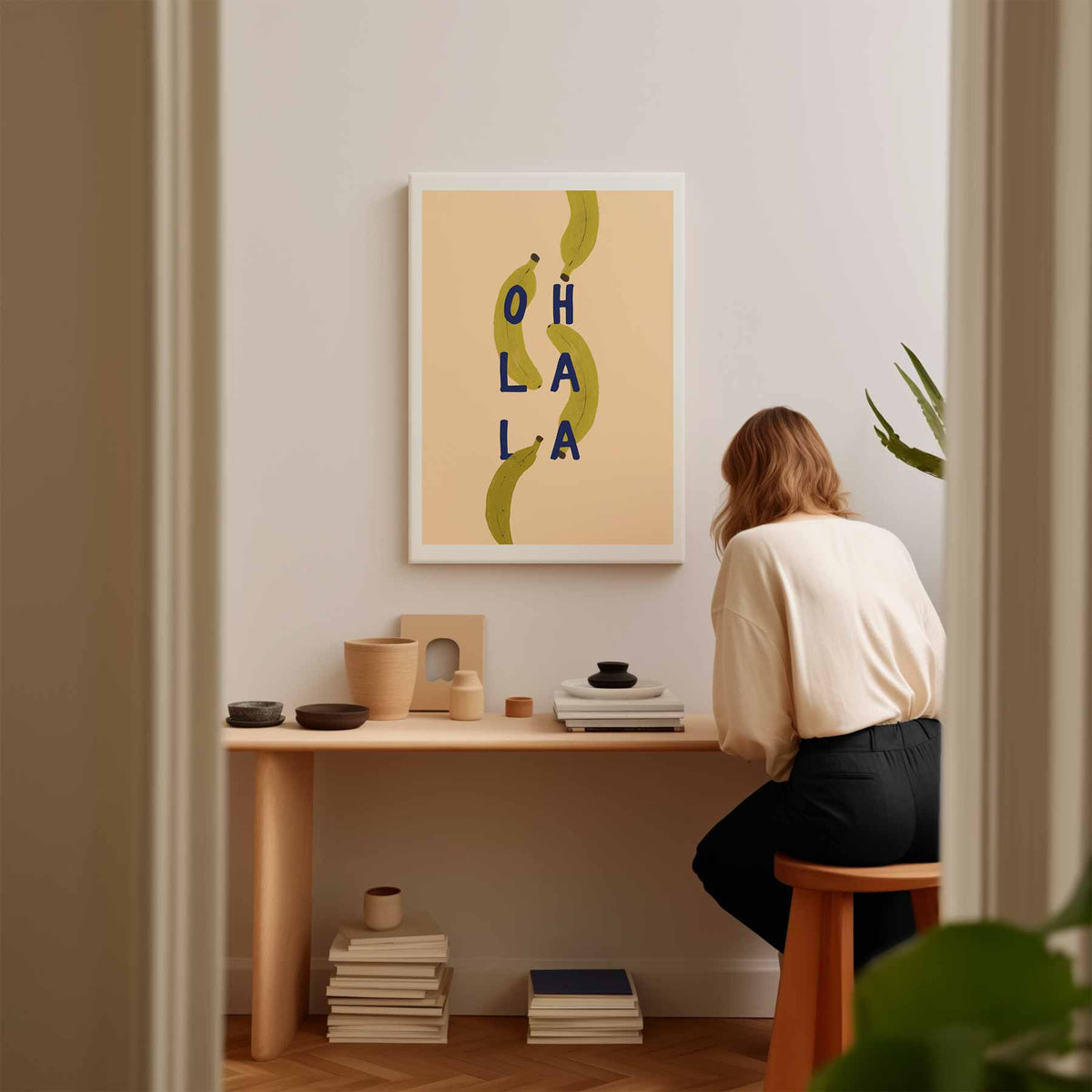 Ohlala Bananenprint – modern portret kunstwerk van WallArtistic