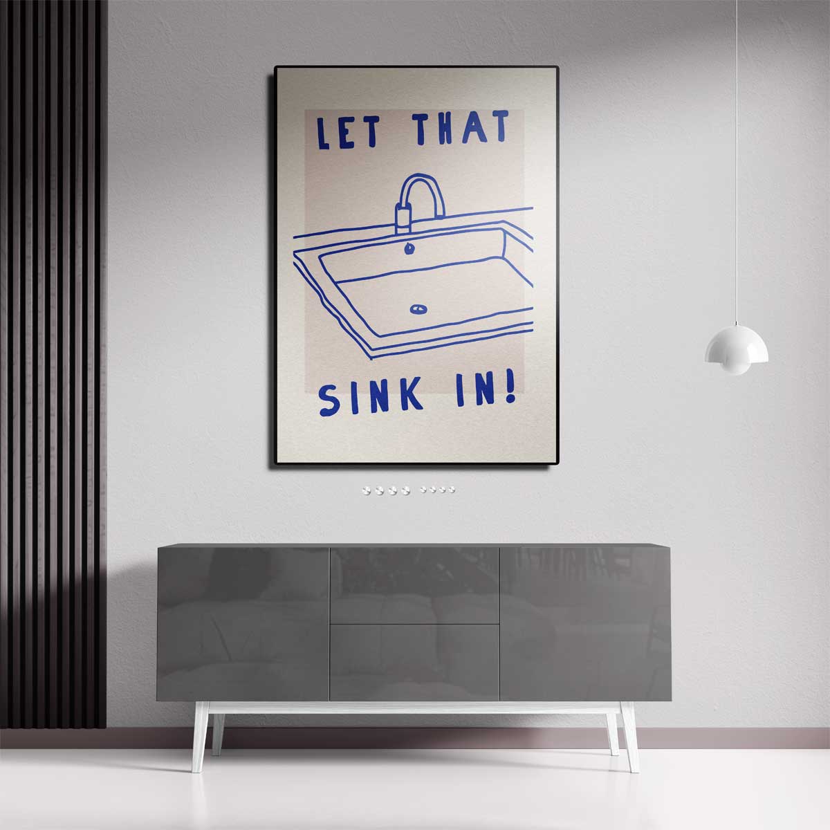 Humoristische Goochelende Gootsteen Print – staande wandkunst voor woonkamer of interieur