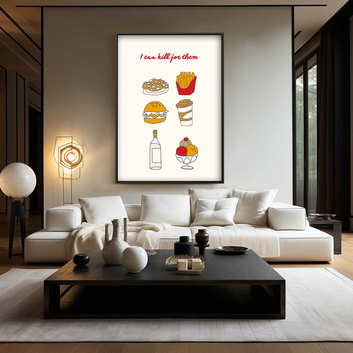 Fastfood Verlangen Illustratie – kunstwerk met zwarte baklijst
