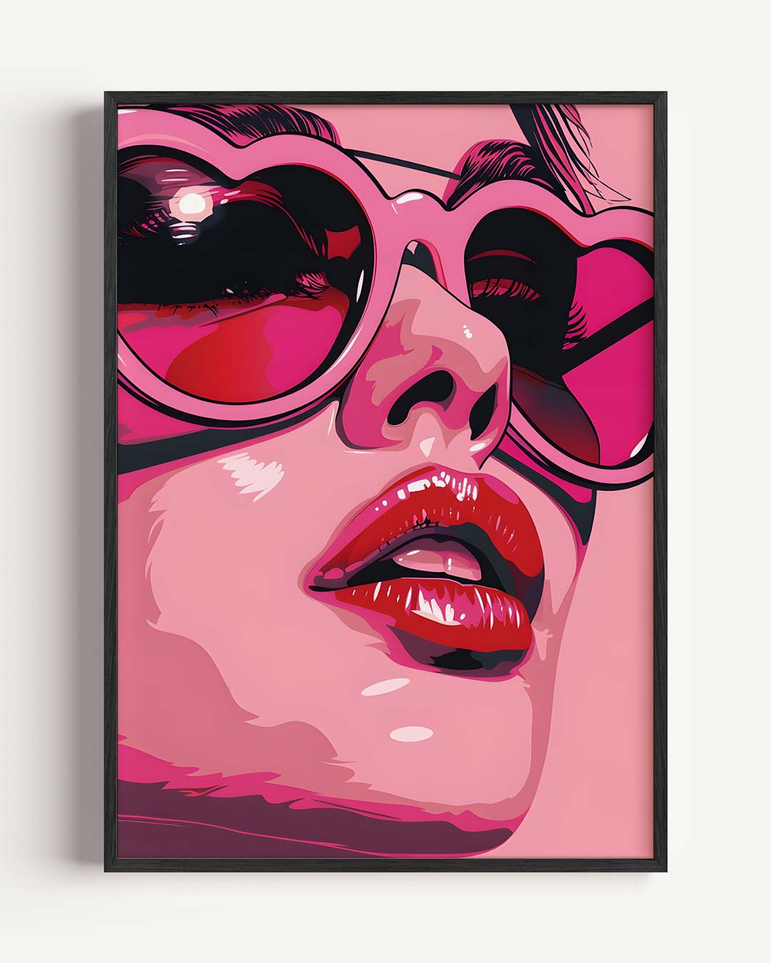 Stijlvolle Hartvormige Zonnebril – Popart en Streetart portret poster als wanddecoratie