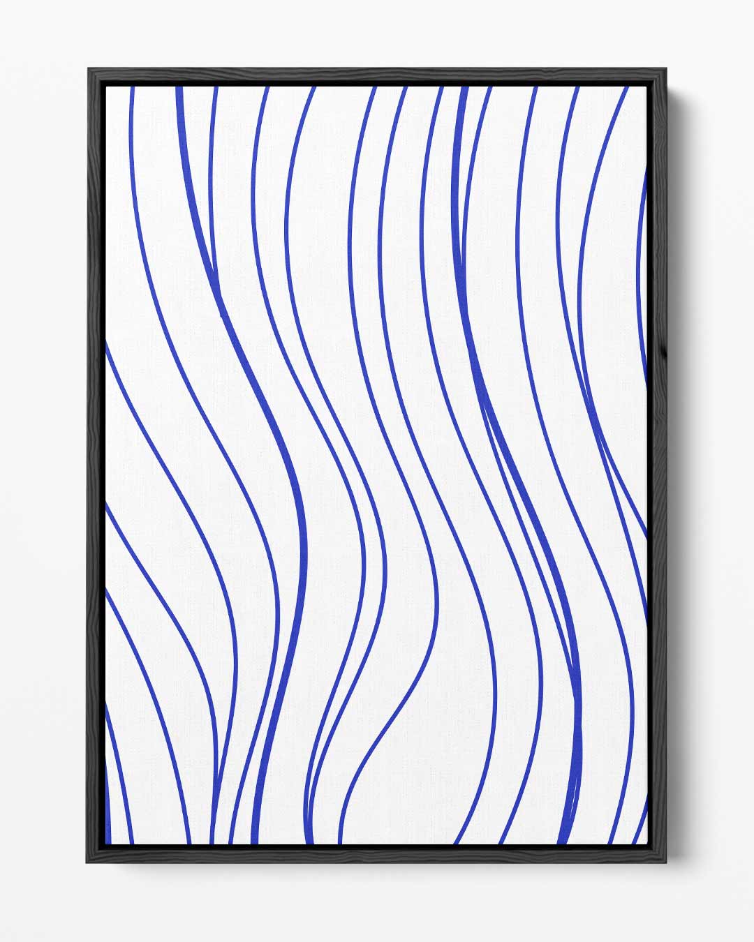Golvende Blauwe Strepen – portret kunstwerk als wanddecoratie