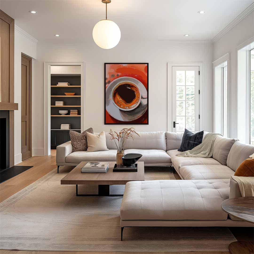 Koffie Moment – modern portret kunstwerk van WallArtistic