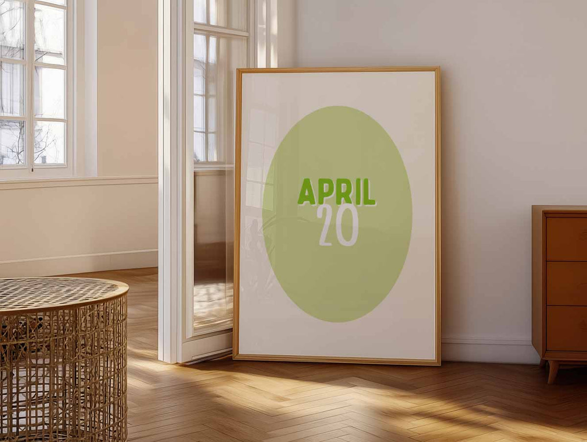 April Minimalistische Kalenderposter – vrolijke paasillustratie als portret poster
