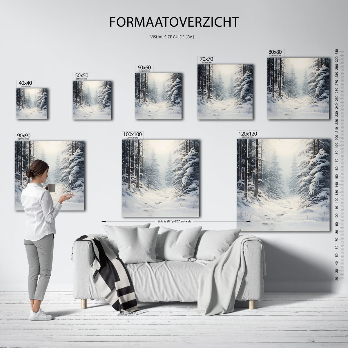 Winterbos – vierkante muurposter voor kerst