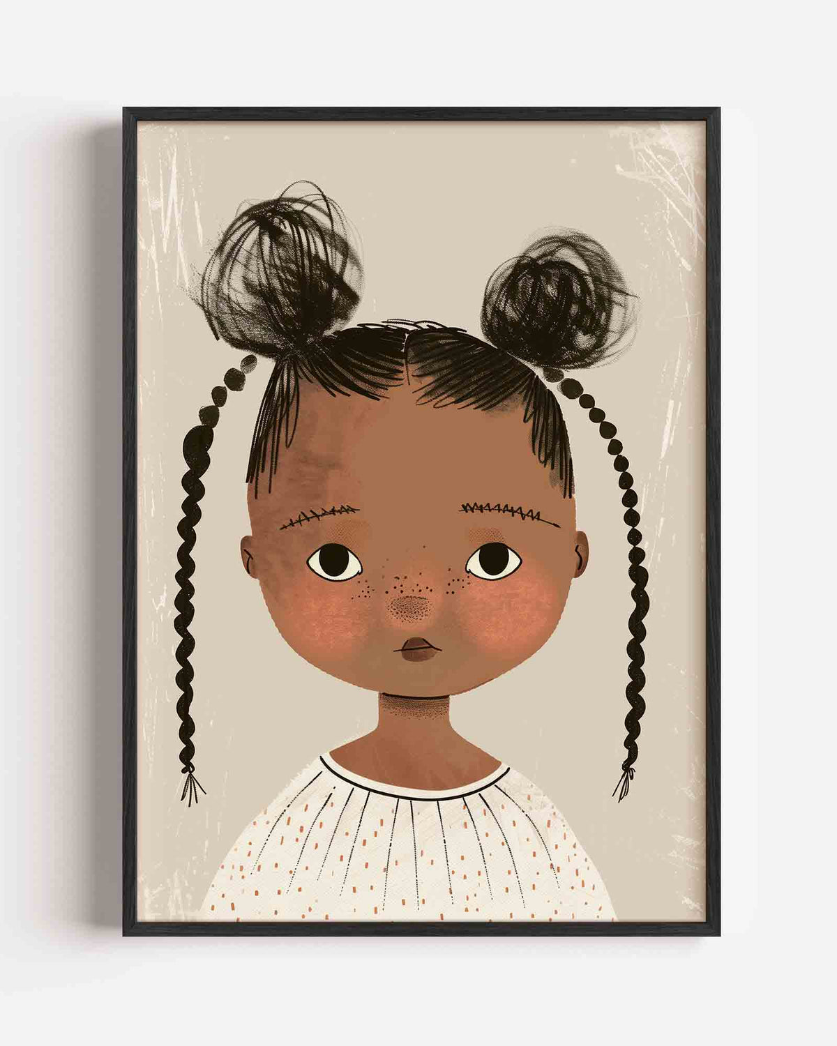 Meisje met vlechten – kids portret poster als wanddecoratie