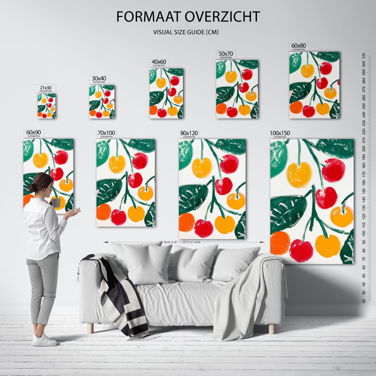 Fruit en bladeren – staande muurposter met bloemen
