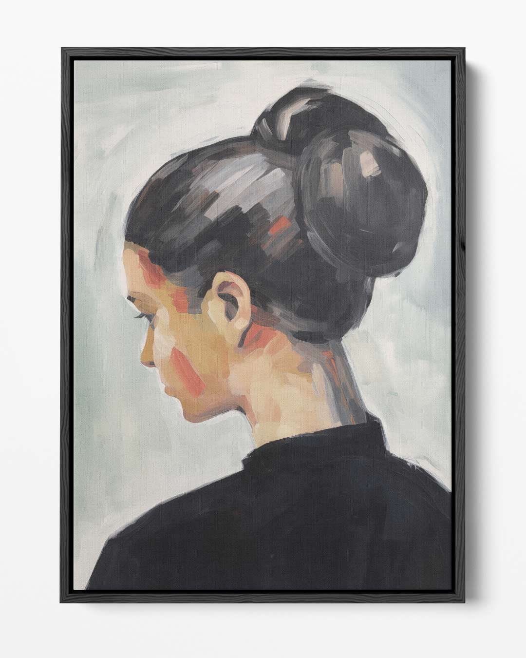 Vrouwelijke Elegantie in Stille Reflectie – portret kunstwerk als wanddecoratie