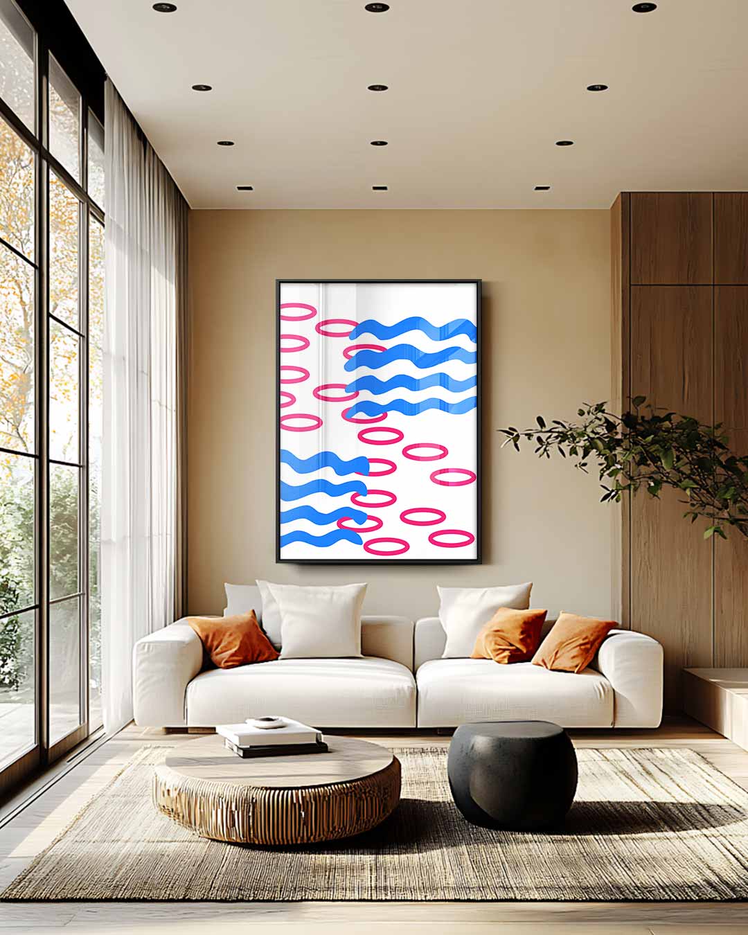 Speelse Golfpatronen – staande wandkunst voor woonkamer of interieur