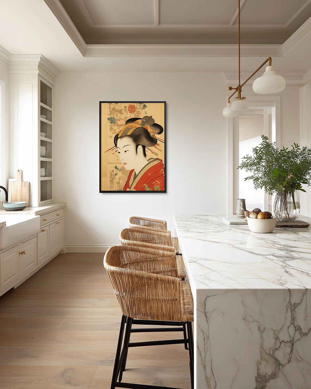 Elegante vrouwelijke portret – moderne staande wandkunst