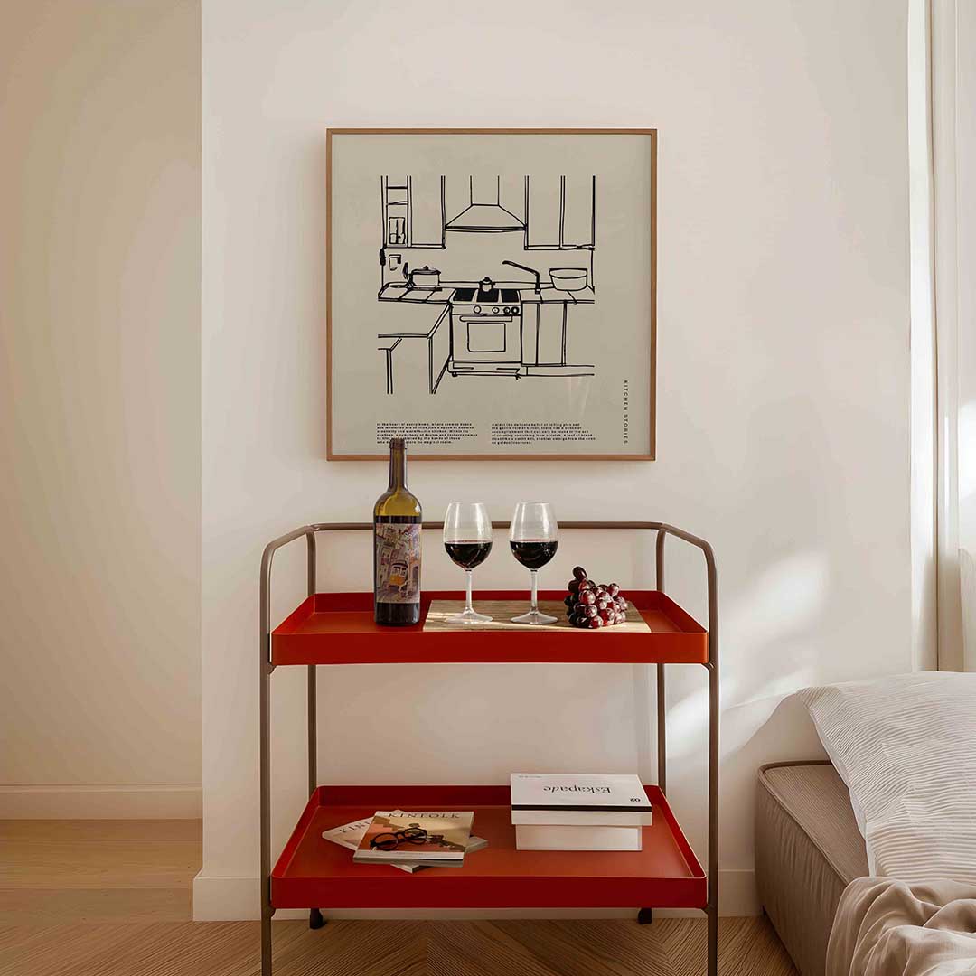 Keuken schets – vierkante keuken wanddecoratie van WallArtistic
