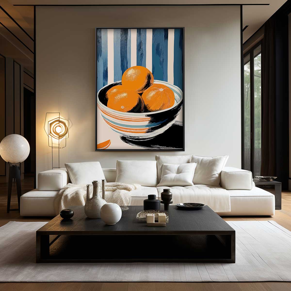 Nostalgische Stilleven met Sinaasappels – kunstwerk met zwarte baklijst