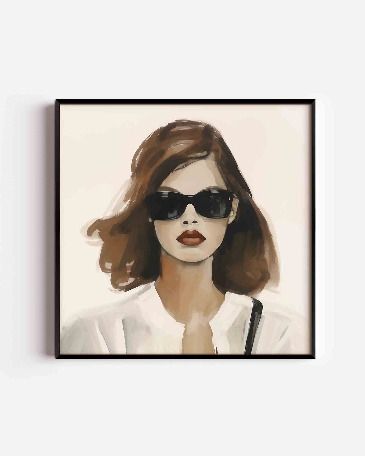 Vrouw met zonnebril – vrouwelijk portret als vierkante poster