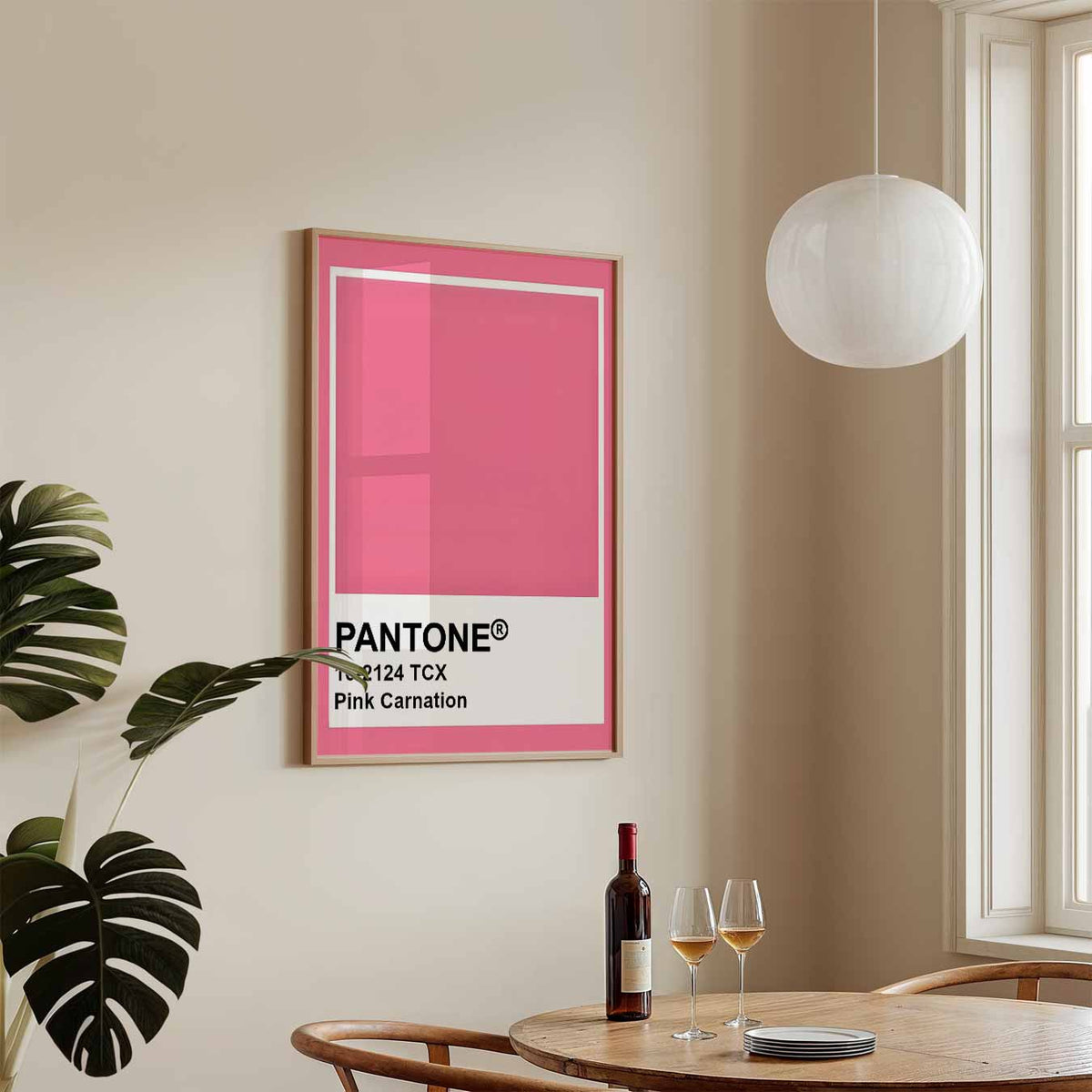 Pantone Pink Carnation – staande Popart wanddecoratie van WallArtistic