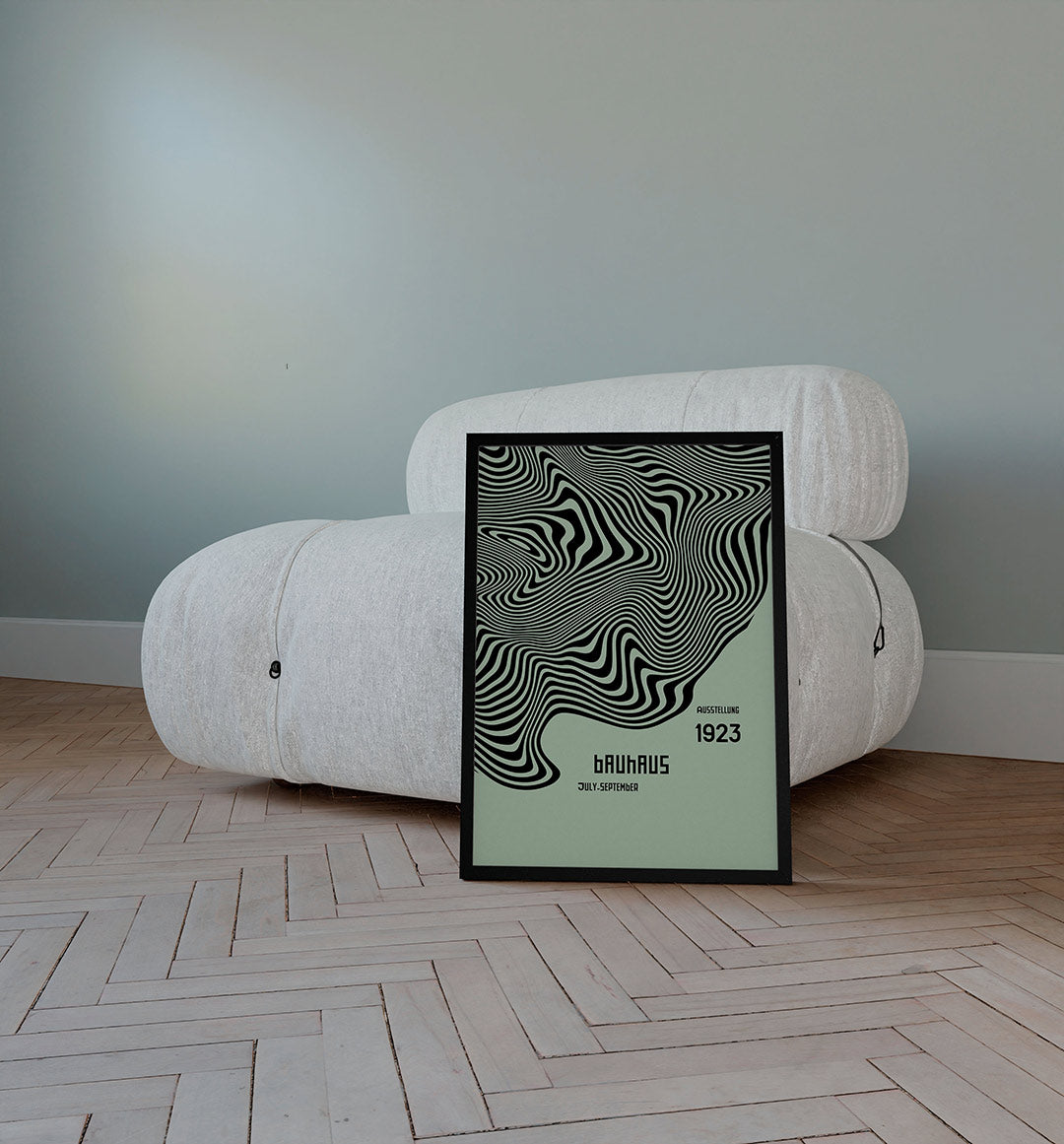 Golvend lijnenspel – staande Bauhaus poster voor aan de muur
