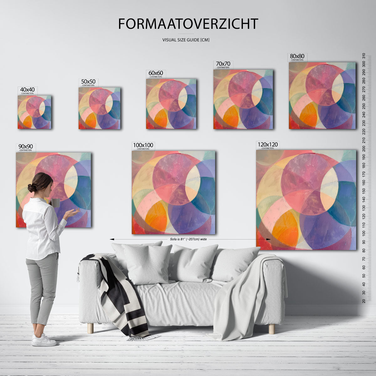 Kleurrijke cirkels – vierkante muurposter met kunst en design