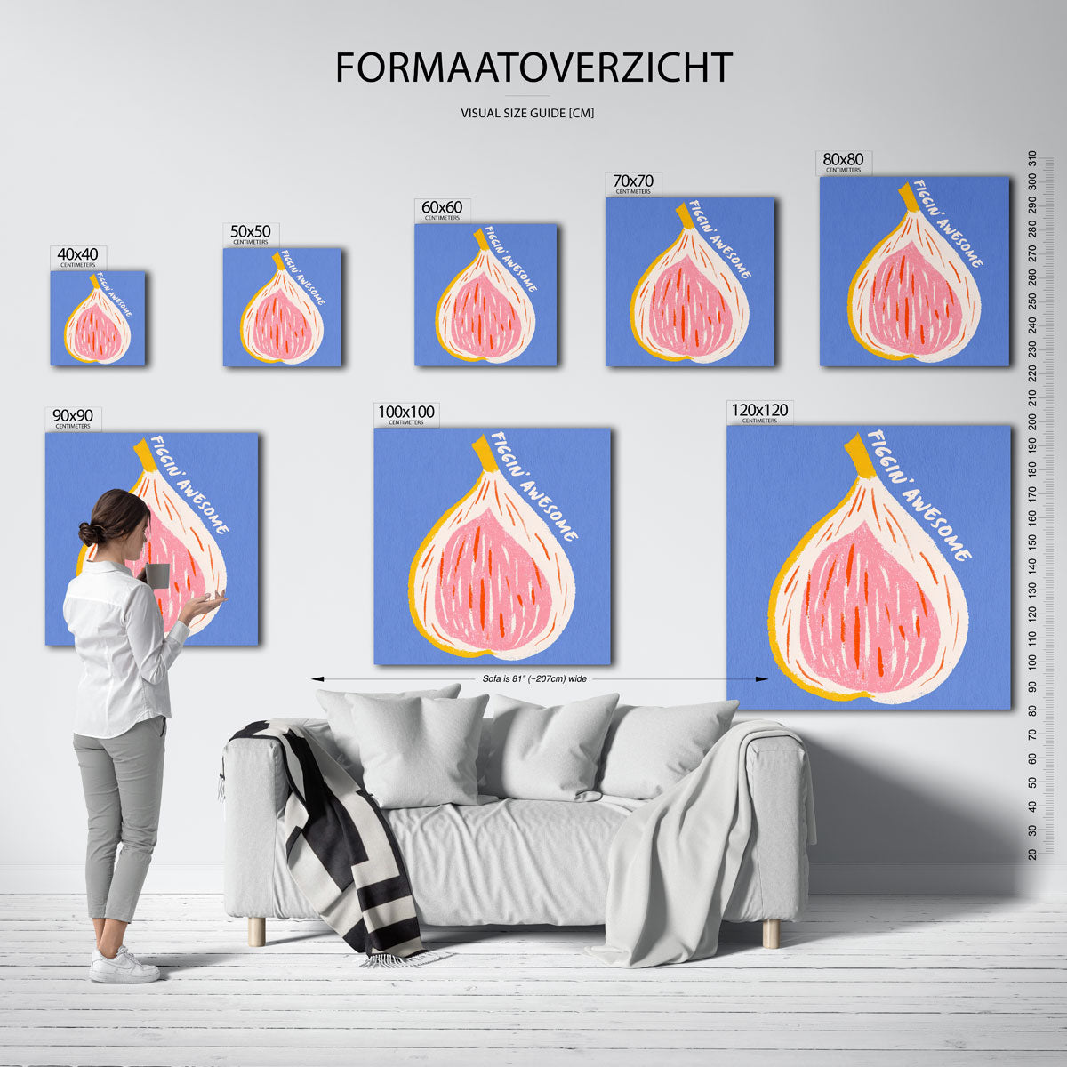 Vijg met tekst – vierkante muurposter met kleurrijke vormen