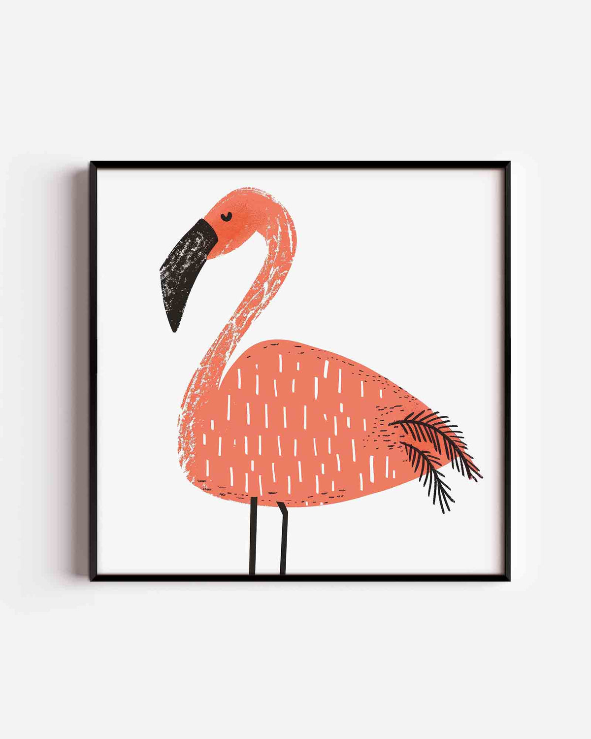 Flamingo illustratie – vierkante kinderposter als wanddecoratie