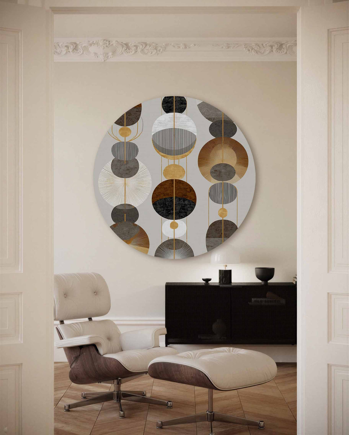 Geometrische vormen – moderne abstracte muurcirkel voor aan de muur