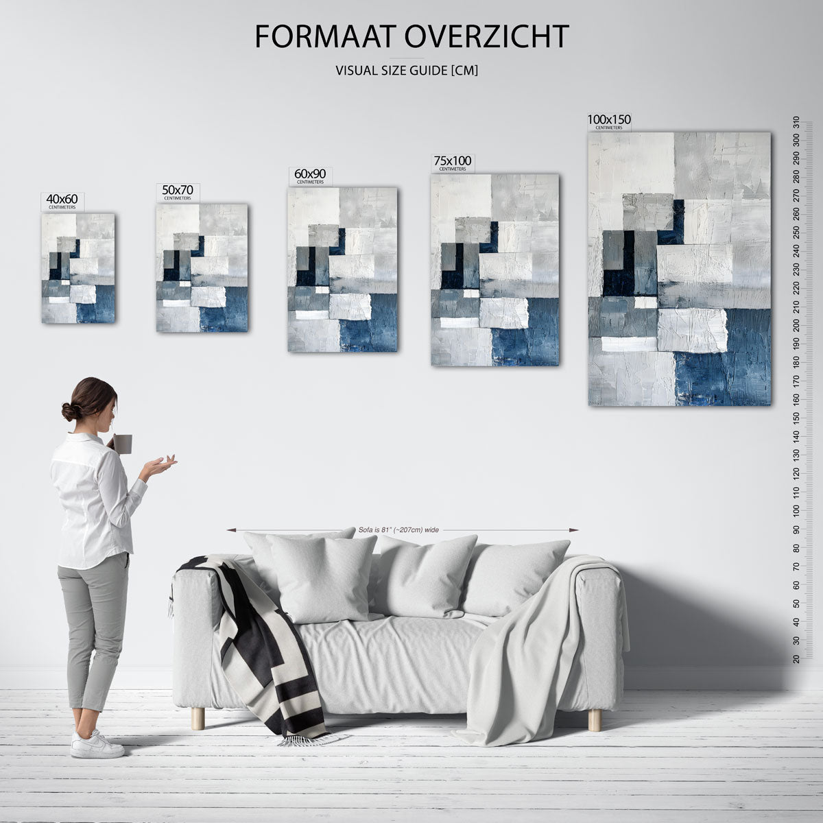 Geometrische texturen – staand wanddecoratie kunstwerk