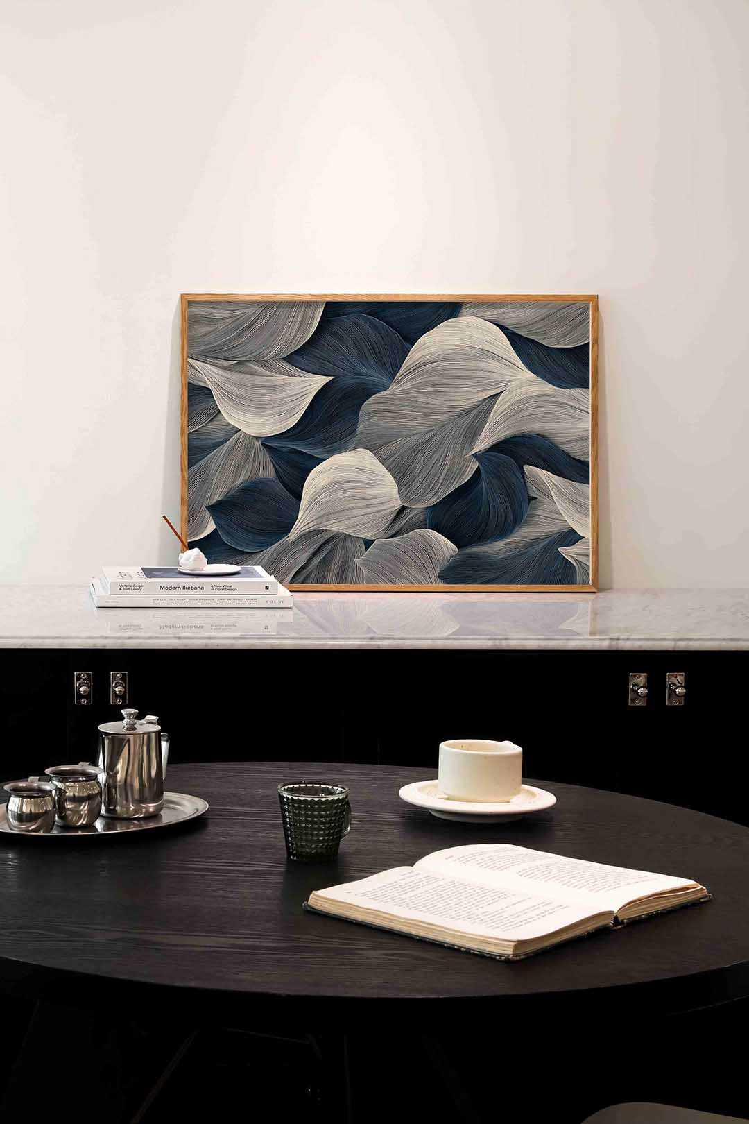 Golvende lijnen – abstracte poster in liggend formaat