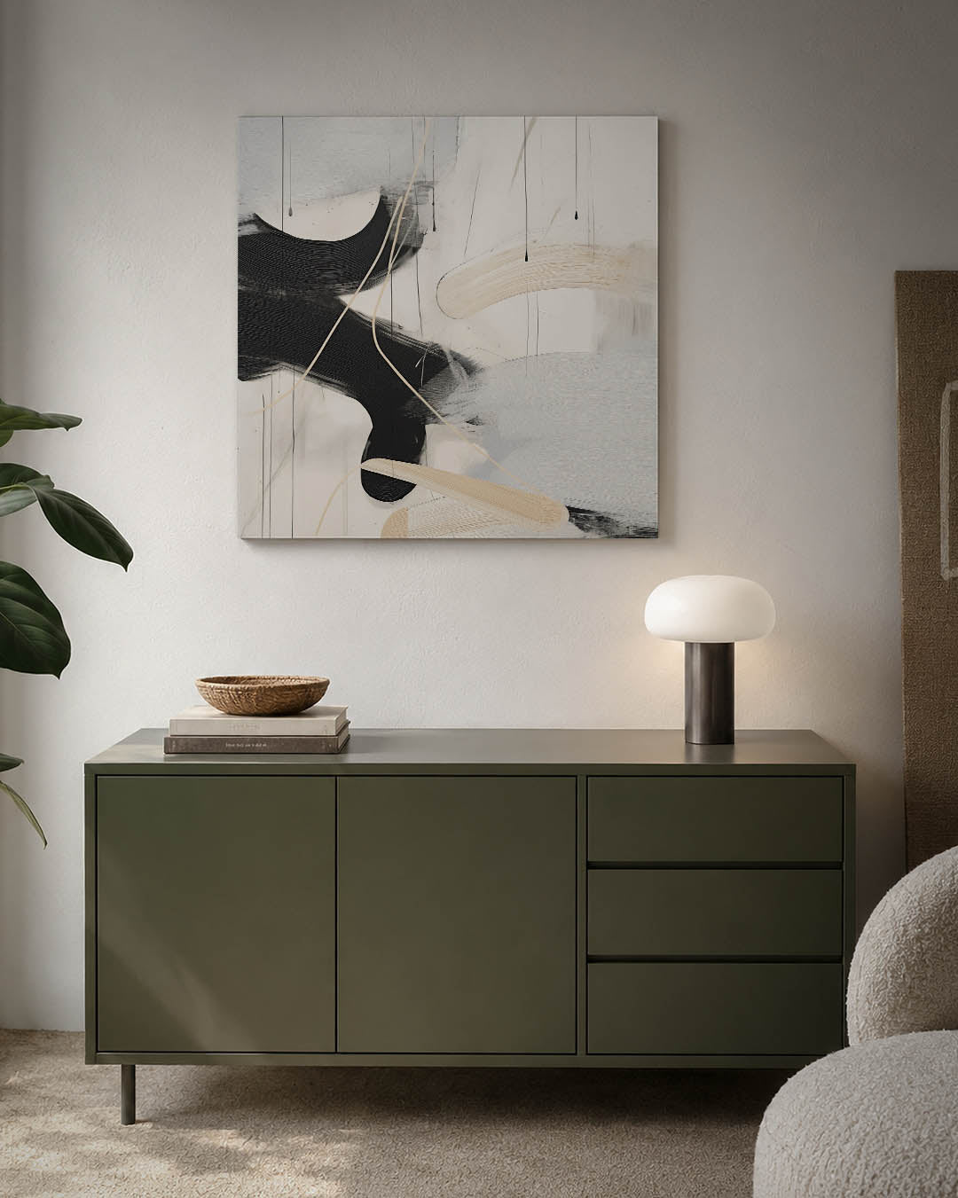Dynamische lijnen kunstwerk – detailweergave – dit kunstwerk toont een spel van vloeiende lijnen en contrasterende vlakken in